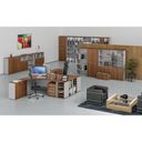 Ergonomischer Bürotisch PRIMO GRAY, 1600 x 1200 mm, links, grau/Nussbaum