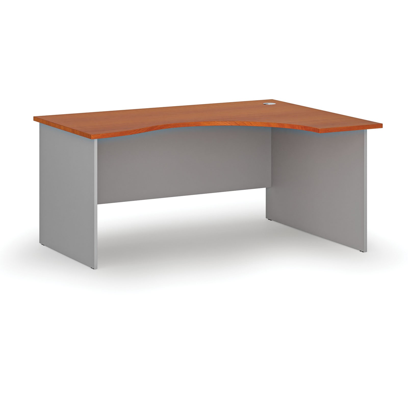 B2B Partner Ergonomischer Bürotisch PRIMO GRAY, 160x120 cm, rechts, grau/Kirsche