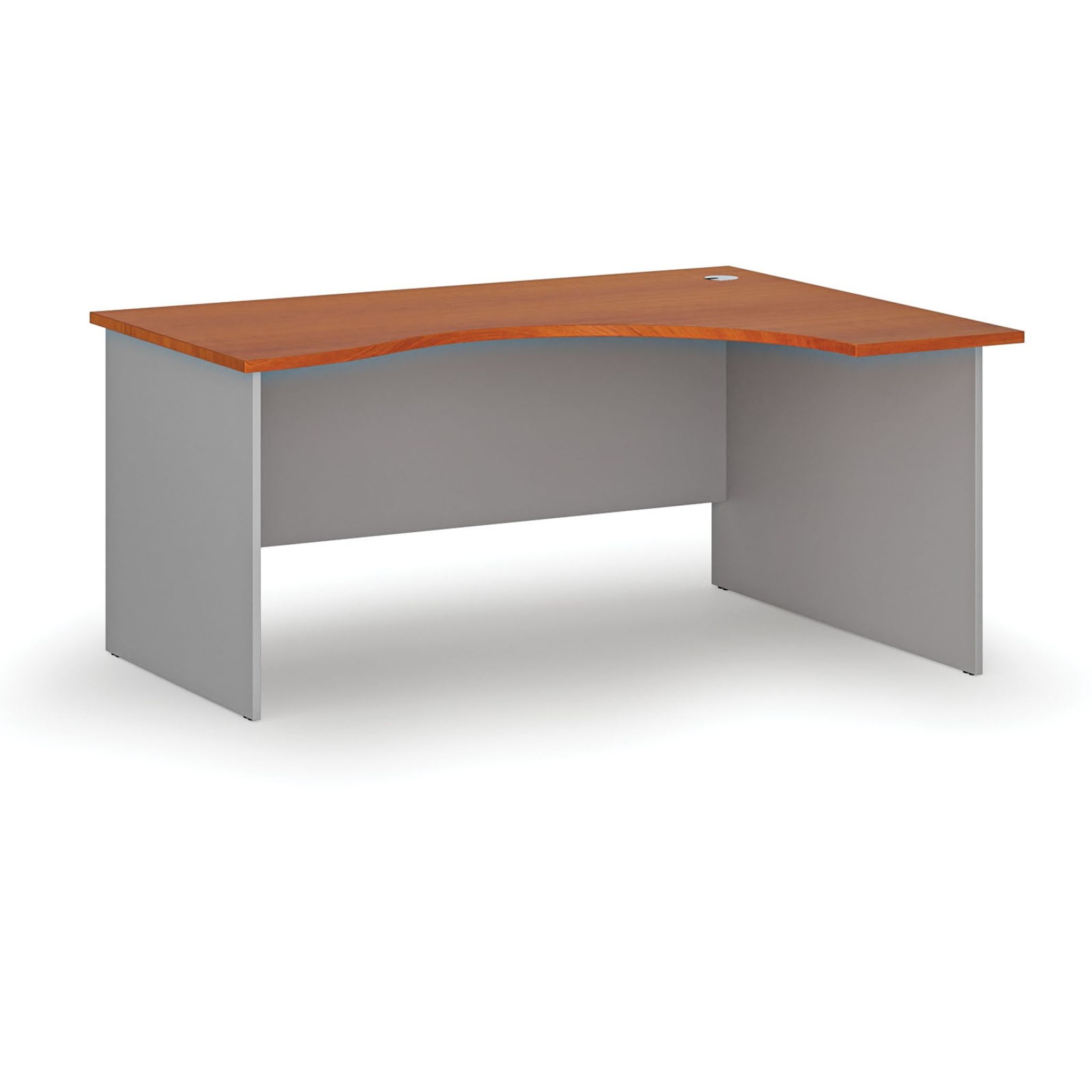 Ergonomischer Bürotisch PRIMO GRAY, 160x120 cm, rechts, grau/Kirsche