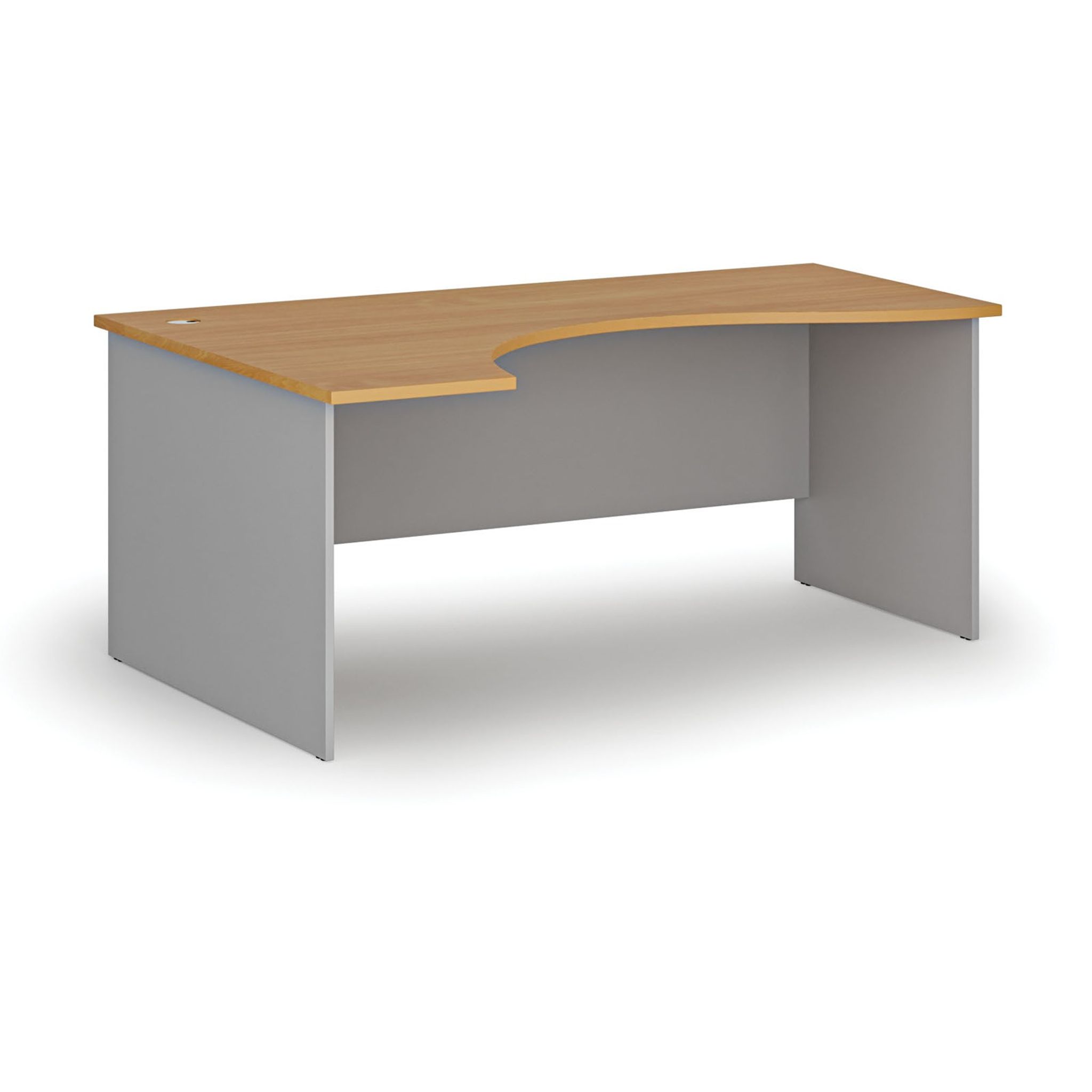 Ergonomischer Bürotisch PRIMO GRAY, 180x120 cm, links, grau/Buche
