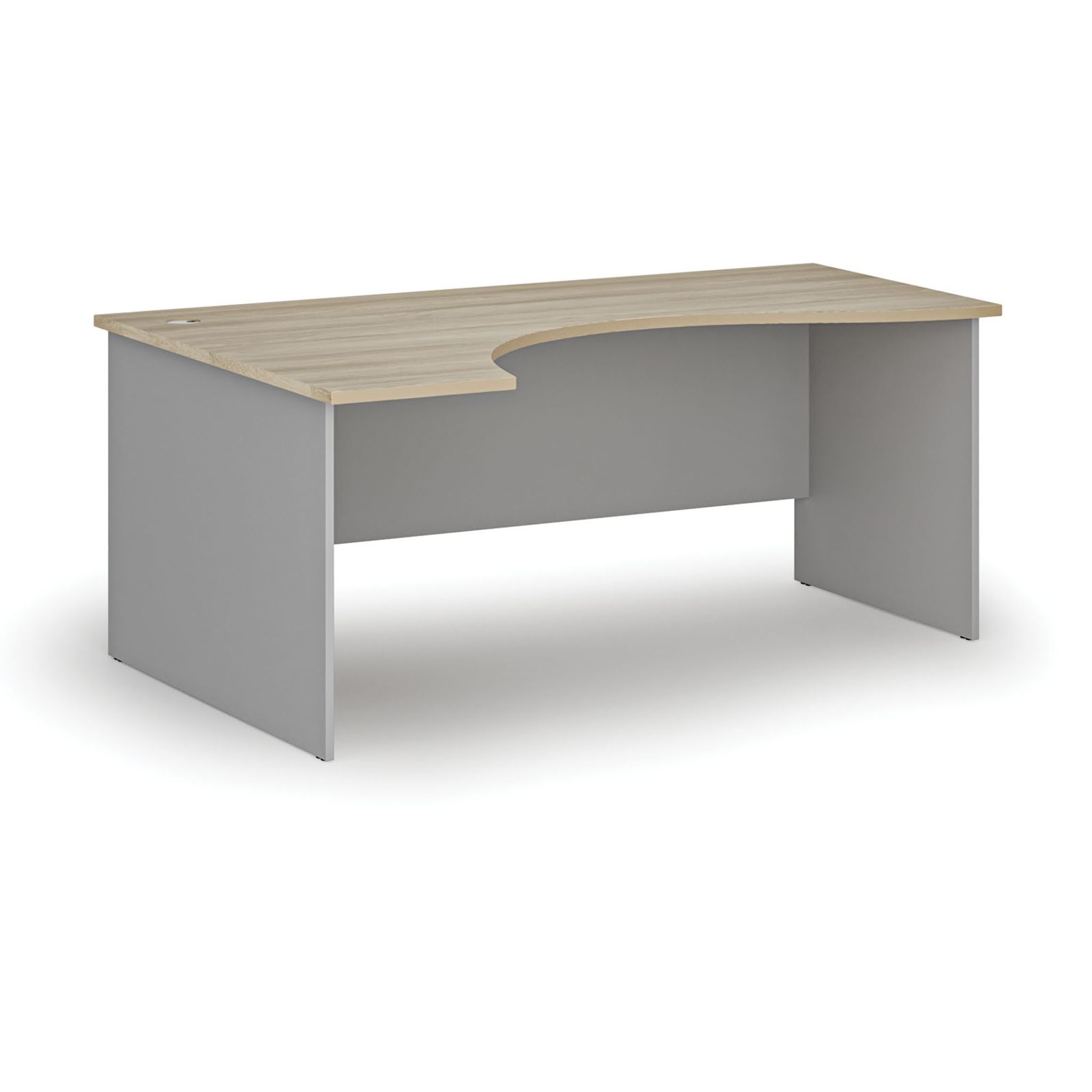 Ergonomischer Bürotisch PRIMO GRAY, 180x120 cm, links, grau/natur Eiche