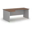 Ergonomischer Bürotisch PRIMO GRAY, 180x120 cm, links, grau/Nussbaum