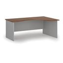 Ergonomischer Bürotisch PRIMO GRAY, 180x120 cm, rechts, grau/Nussbaum