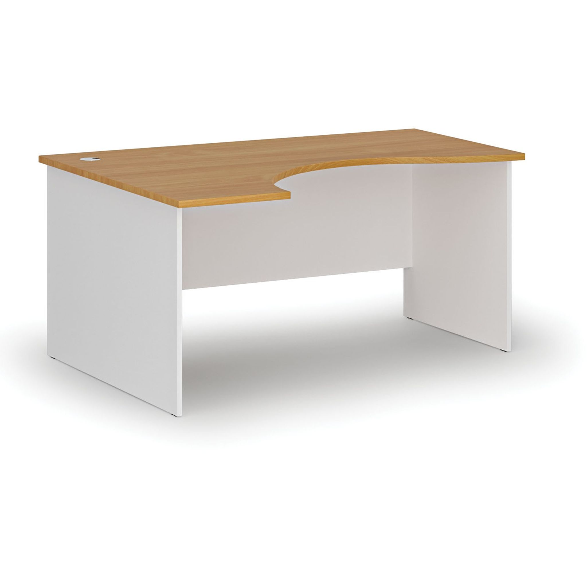 Ergonomischer Bürotisch PRIMO WHITE, 1600 x 1200 mm, links, weiß/Buche