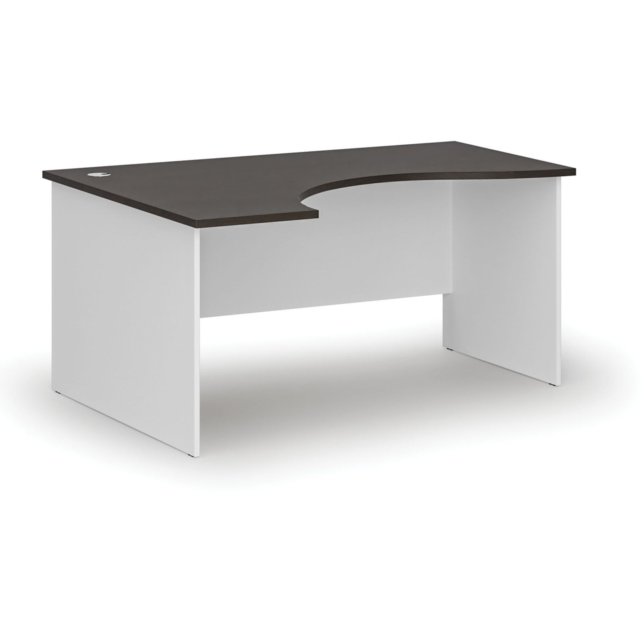 Ergonomischer Bürotisch PRIMO WHITE, 1600 x 1200 mm, links, weiß/Wenge