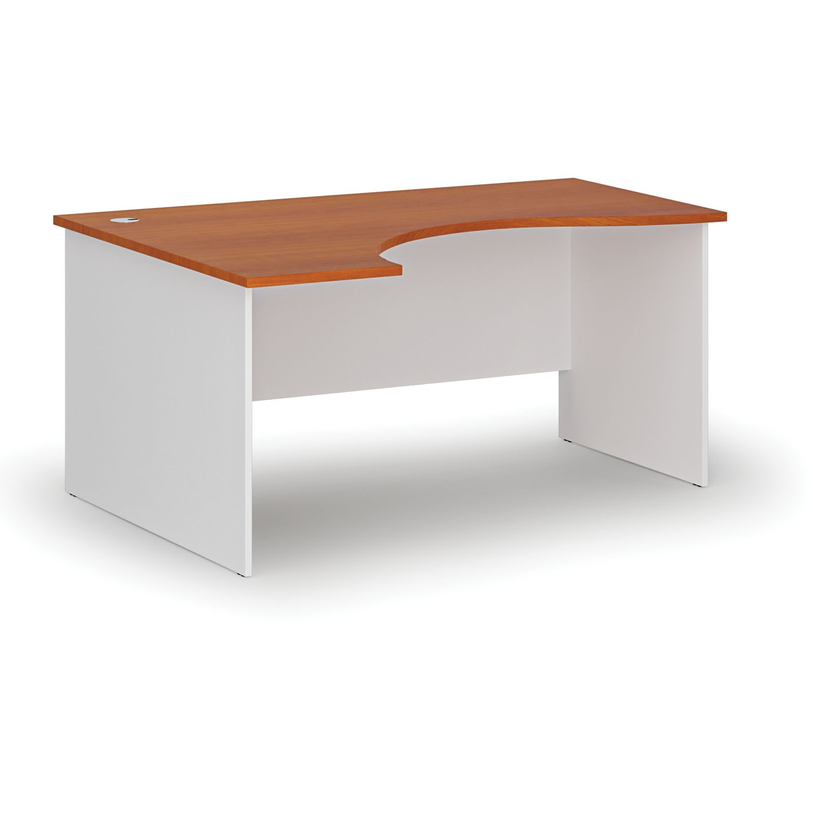 B2B Partner Ergonomischer Bürotisch PRIMO WHITE, 160x120 cm, links, weiß/Kirsche