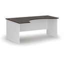 Ergonomischer Bürotisch PRIMO WHITE, 1800 x 1200 mm, links, weiß/Wenge