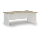 Ergonomischer Bürotisch PRIMO WHITE, 180x120 cm, rechts, Eiche weiß/natur