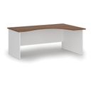 Ergonomischer Bürotisch PRIMO WHITE, 180x120 cm, rechts, weiß/Nussbaum