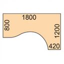 Ergonomischer Bürotisch PRIMO WOOD, 1800 x 1200 mm, rechts, Birke