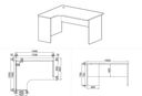 Ergonomischer Eckschreibtisch MIRELLI, 140x120 cm, links, weiß