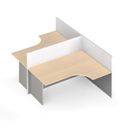 Ergonomischer Eckschreibtisch mit Magnettafel-Trennwänden, 2 Plätze, grau/Birke