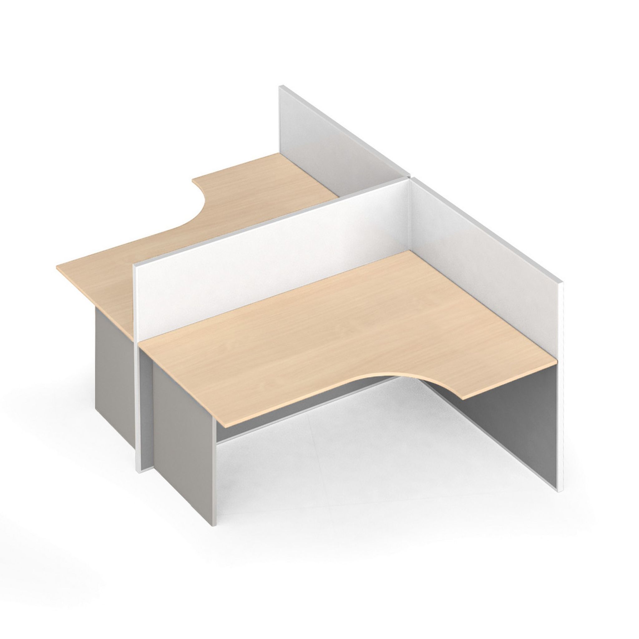 Ergonomischer Eckschreibtisch mit Magnettafel-Trennwänden, 2 Plätze