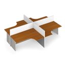 Ergonomischer Eckschreibtisch mit Textil-Trennwänden, 4 Plätze, grau/Kirschbaum