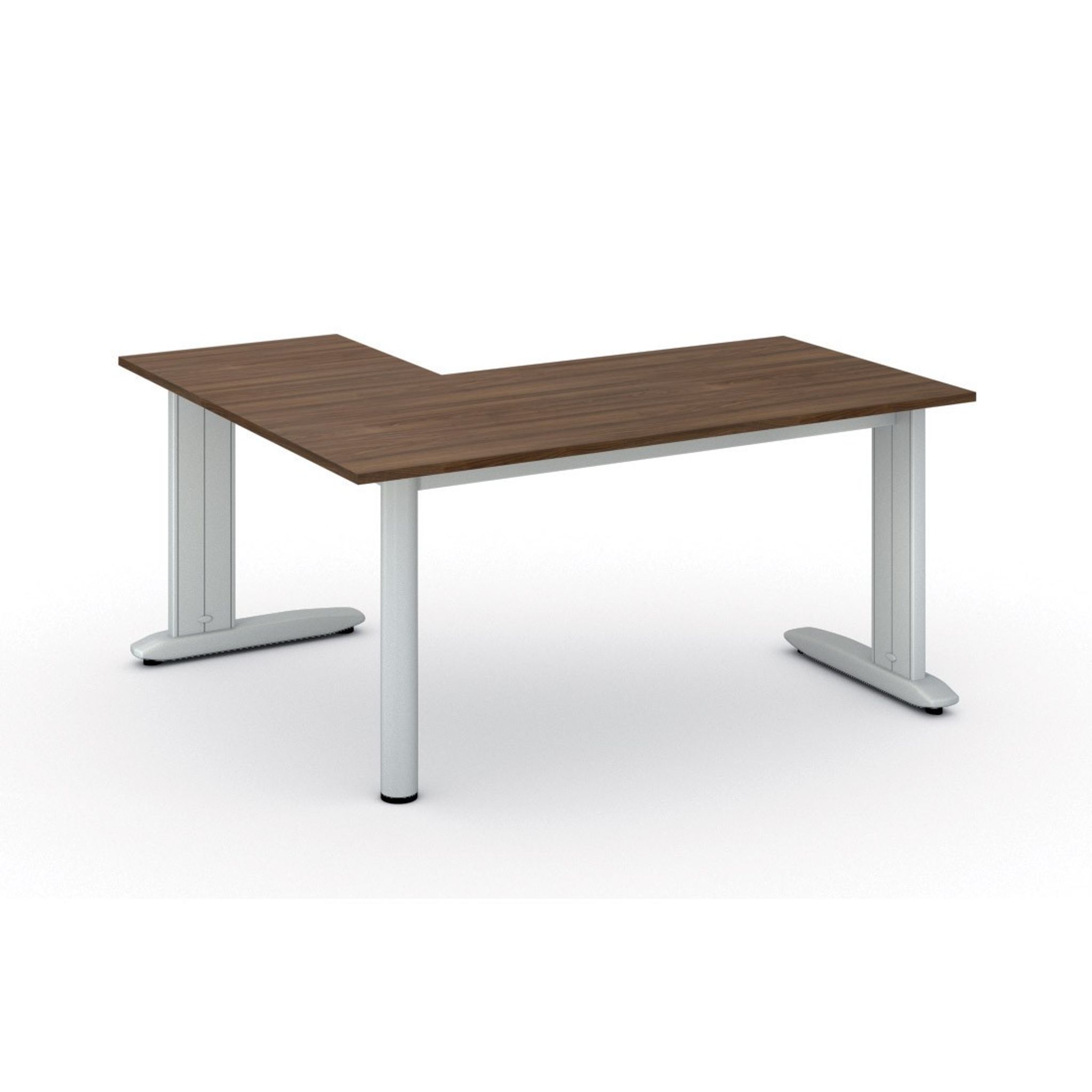 Ergonomischer Eckschreibtisch PRIMO FLEXIBLE, 160x140 cm, Nussbaum