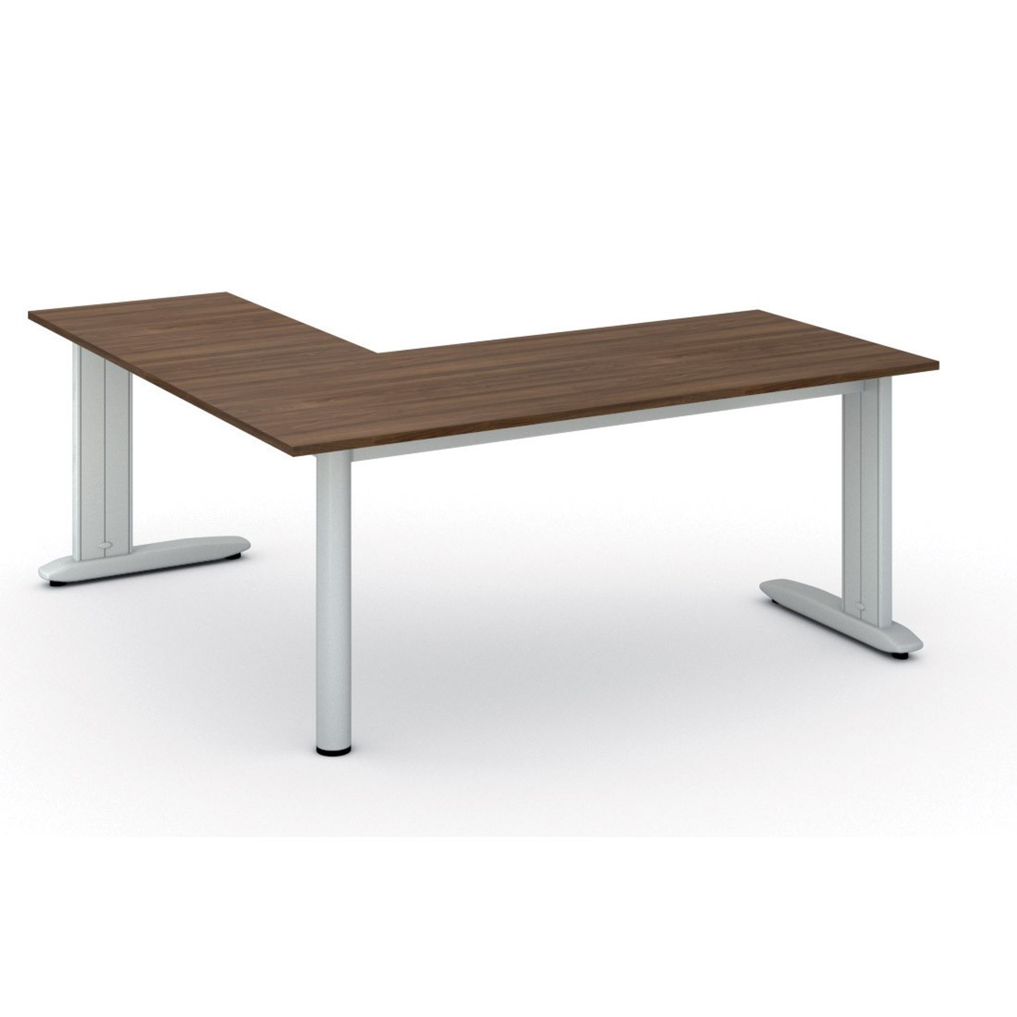 Ergonomischer Eckschreibtisch PRIMO FLEXIBLE, 180x180 cm, Nussbaum