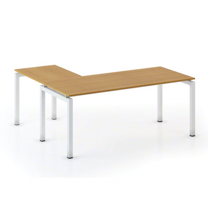 B2B Partner Ergonomischer Eckschreibtisch PRIMO SQUARE, 180x180 cm, Buche