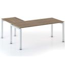 Ergonomischer Eckschreibtisch PRIMO SQUARE, 180x180 cm, Nussbaum