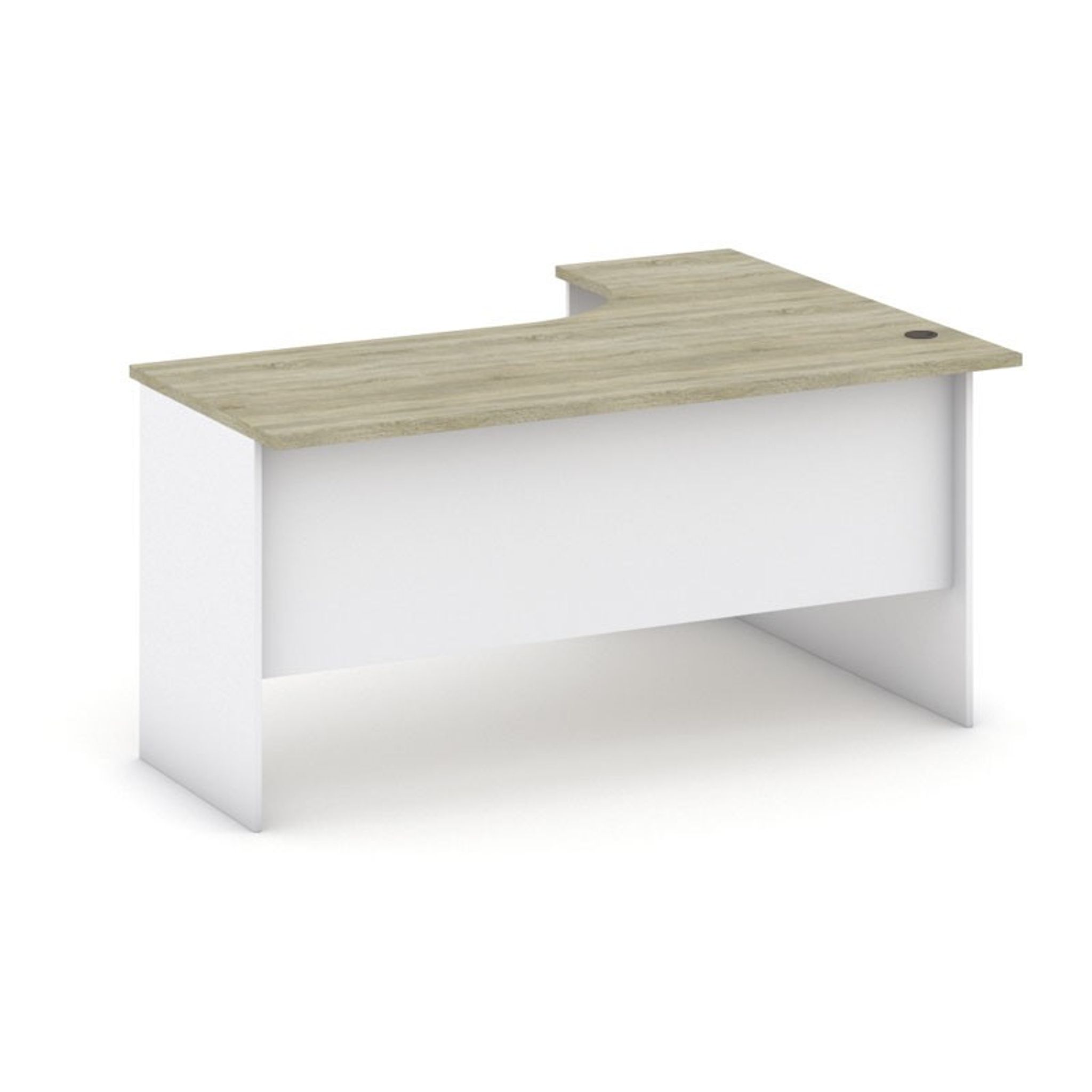Ergonomischer Schreibtisch MIRELLI, links, weiß/Eiche sonoma
