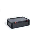 ESD Eurobox mit Deckel 600 x 400 x 185 mm ESD Eurobox mit Deckel 600 x 400 x 185 mm