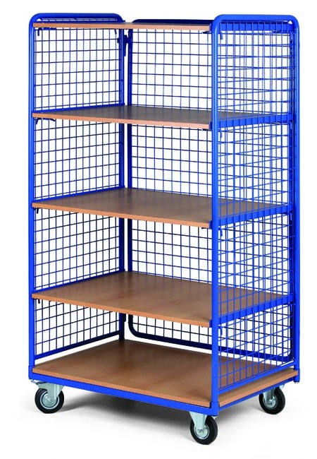 B2B Partner Etagenwagen, 5 Etagen, 3 Gitterwänden, Tragfähigkeit 200 kg