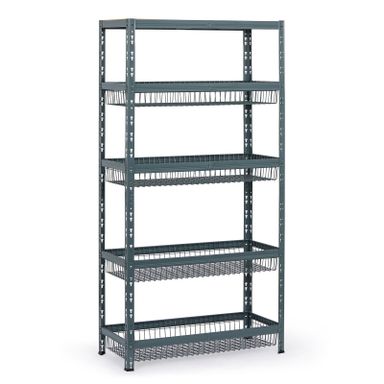 Fachbodenregal mit Körben, 1790 x 900 x 400 mm, Tragfähigkeit 175 kg, 1 Fachboden + 4 Körbe