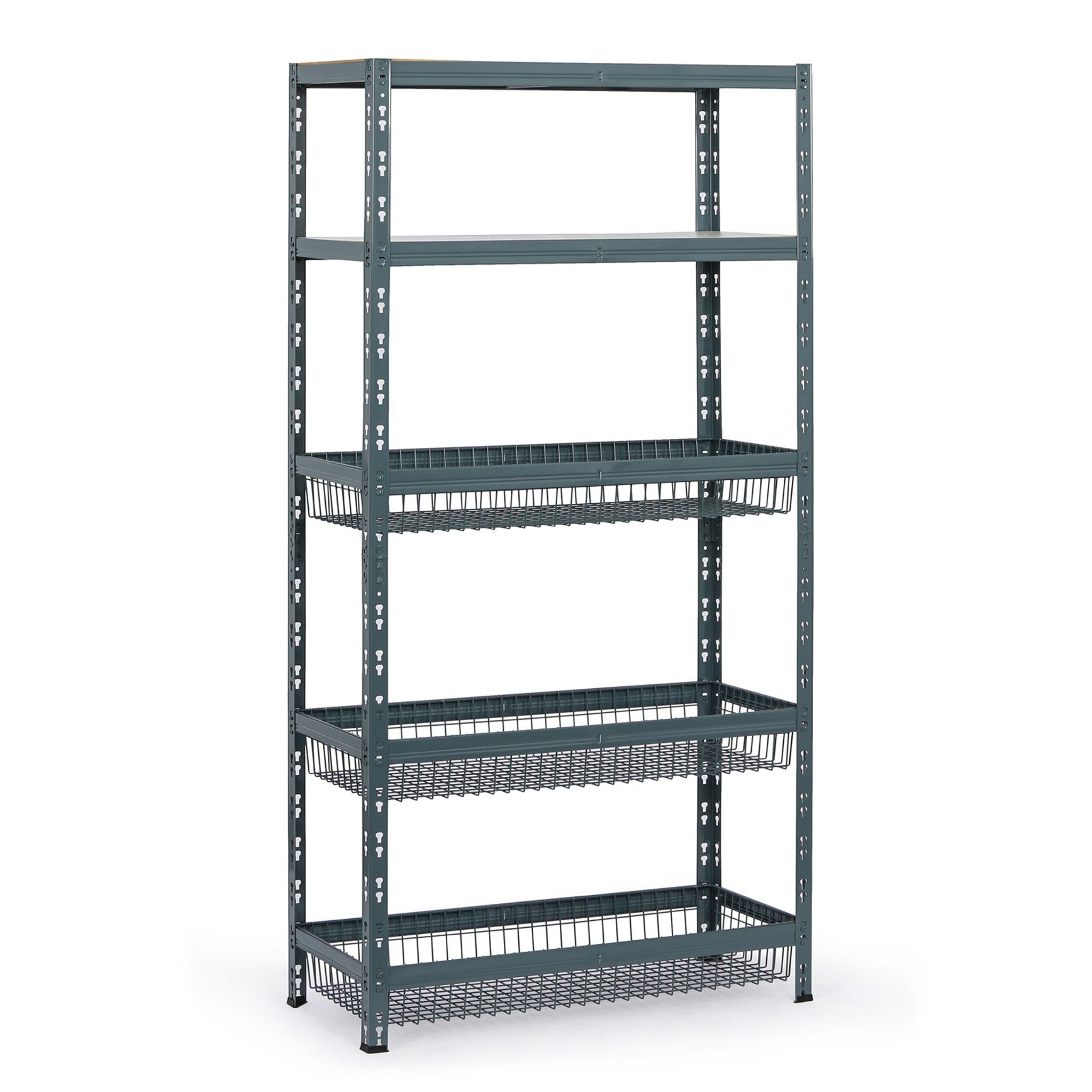 Fachbodenregal mit Körben, 1790 x 900 x 400 mm, Tragfähigkeit 175 kg, 2 Fachböden + 3 Körbe