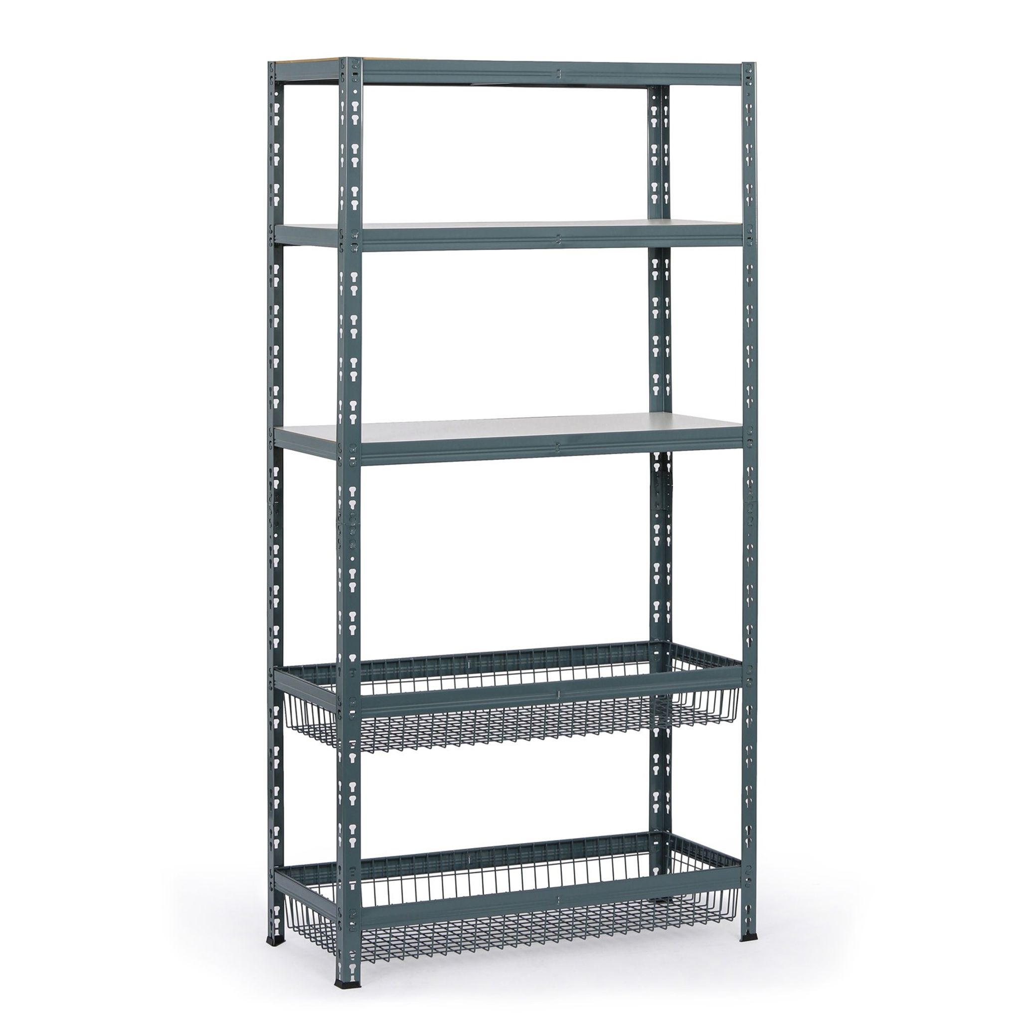 Fachbodenregal mit Körben, 1790 x 900 x 400 mm, Tragfähigkeit 175 kg, 3 Fachböden + 2 Körbe