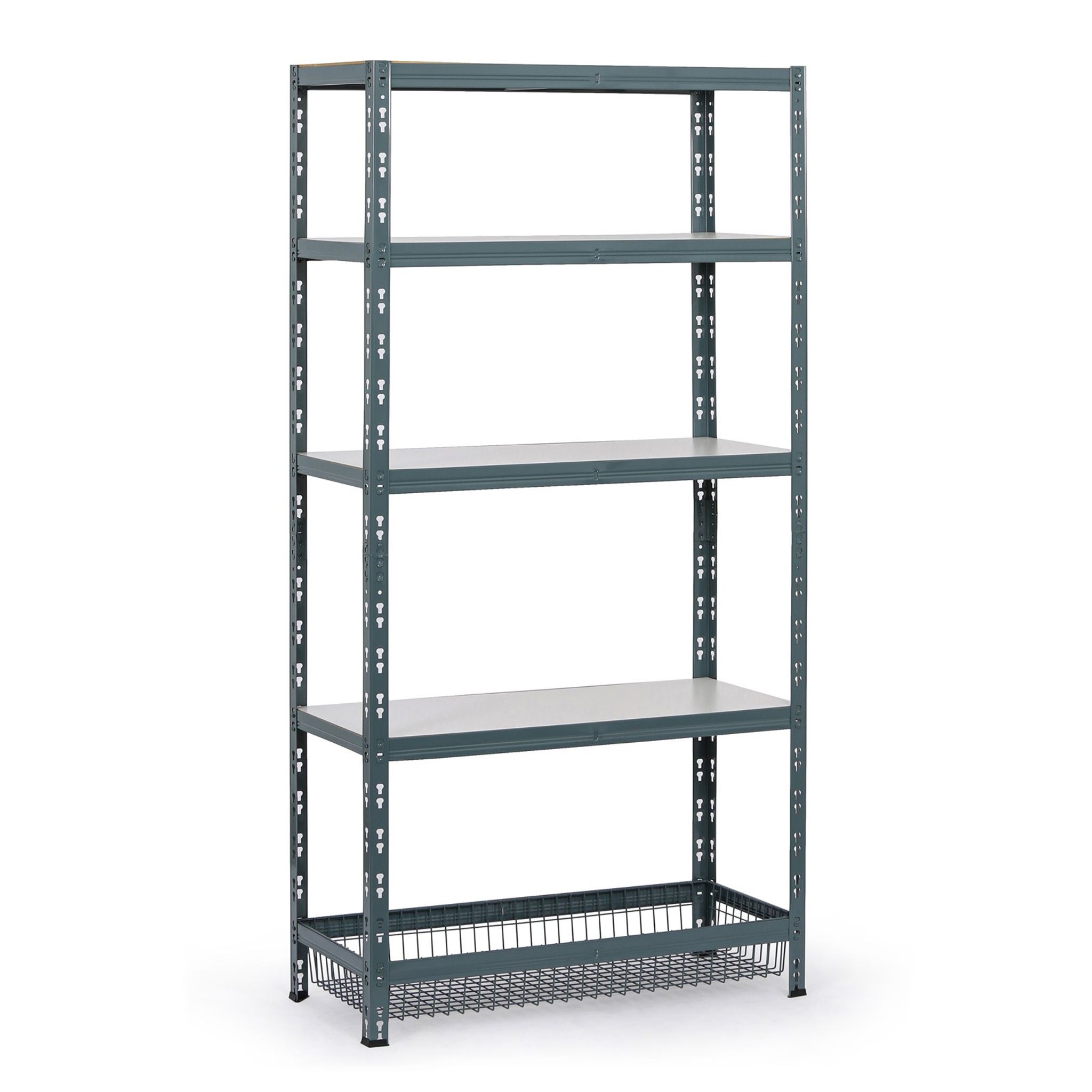 Fachbodenregal mit Körben, 1790 x 900 x 400 mm, Tragfähigkeit 175 kg, 4 Fachböden + 1 Korb