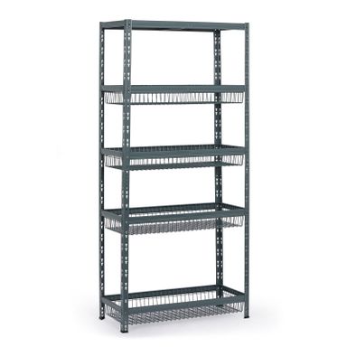 Fachbodenregal mit Körben, 1954 x 900 x 400 mm, Tragfähigkeit 175 kg, 1 Fachboden + 4 Körbe