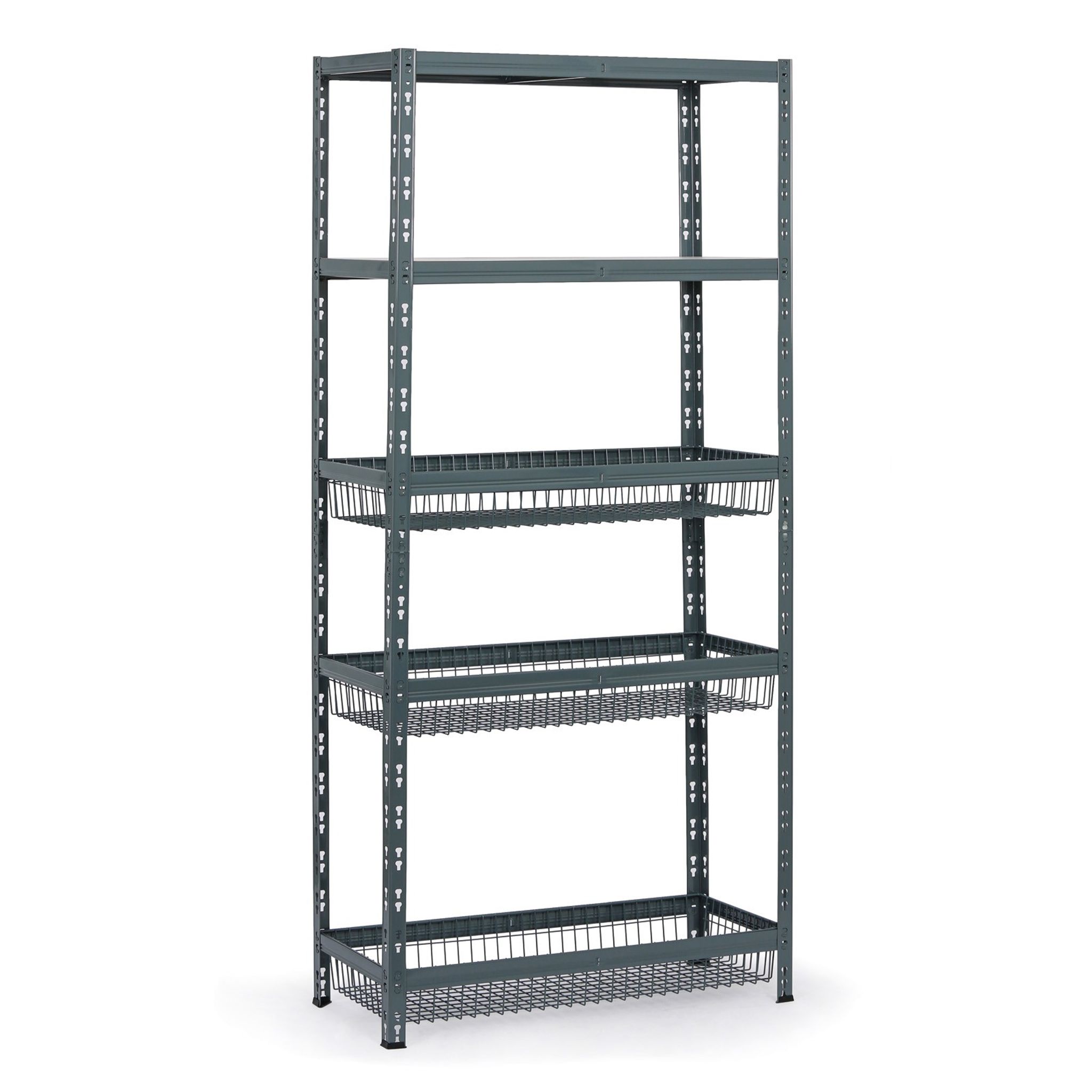 Fachbodenregal mit Körben, 1954 x 900 x 400 mm, Tragfähigkeit 175 kg, 2 Fachböden + 3 Körbe