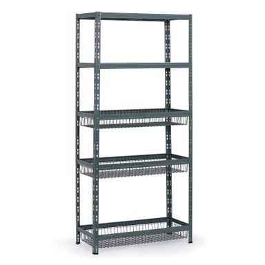 Fachbodenregal mit Körben, 1954 x 900 x 400 mm, Tragfähigkeit 175 kg, 2 Fachböden + 3 Körbe
