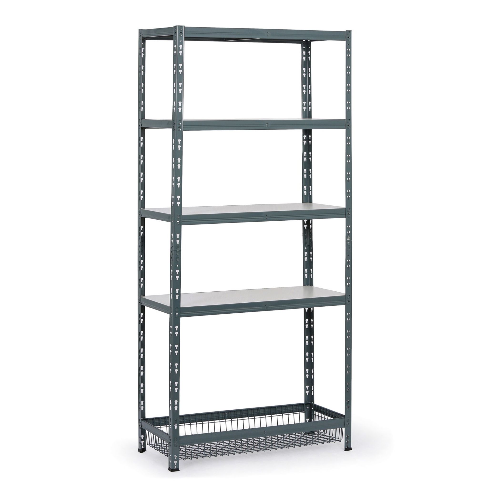 Fachbodenregal mit Körben, 1954 x 900 x 400 mm, Tragfähigkeit 175 kg, 4 Fachböden + 1 Korb