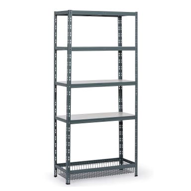 Fachbodenregal mit Körben, 1954 x 900 x 400 mm, Tragfähigkeit 175 kg, 4 Fachböden + 1 Korb