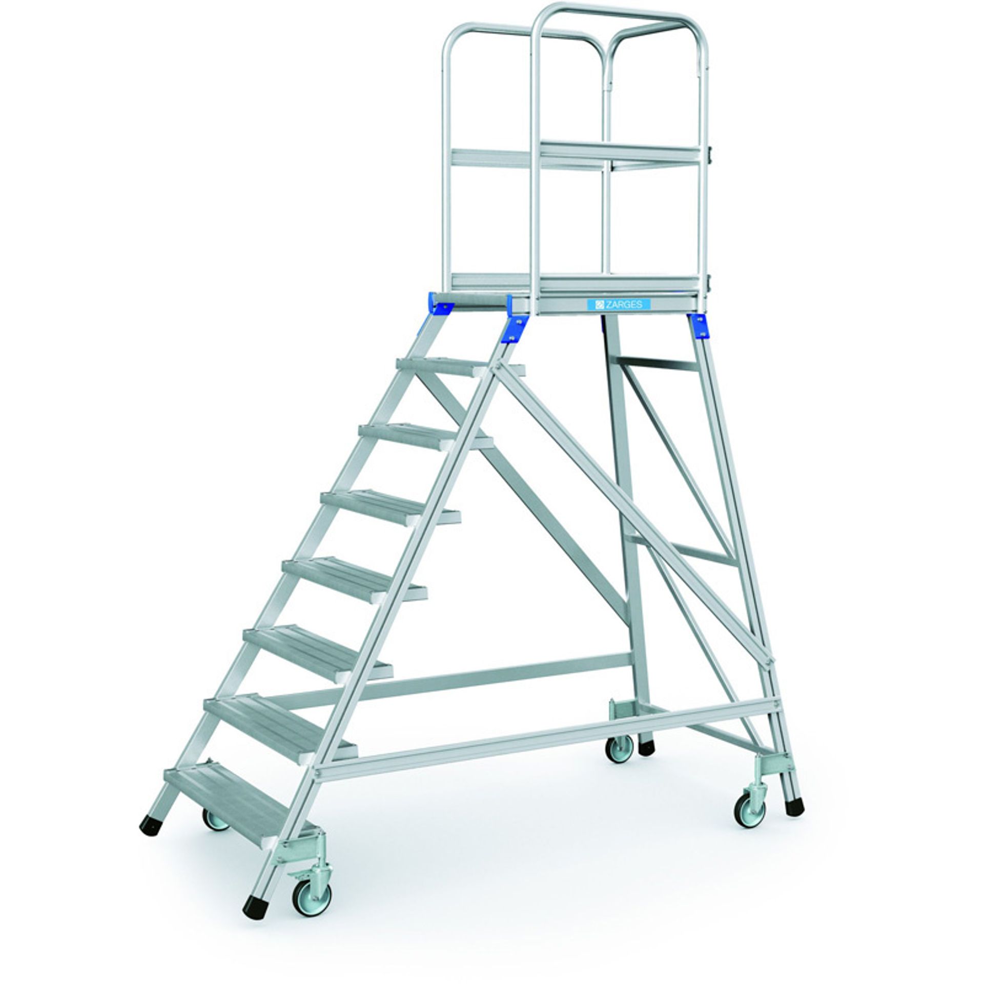 Podestleiter Vario kompakt, Aluminium mit großer Plattform, 14 Stufen, inkl. Plattform Podestleiter Vario kompakt, Aluminium mit großer Plattform, 14 Stufen, inkl. Plattform