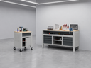 Fahrbare Werkbank G9, 1 Ablage, 5 Schubladen, 1180 x 595 x 865-1130 mm, grau/Graphit Fahrbare Werkbank G9, 1 Ablage, 5 Schubladen, 1180 x 595 x 865-1130 mm, grau/Graphit