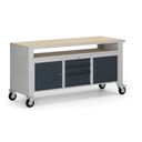 Fahrbare Werkbank G9, 1 obere Ablage, 2 Schränke, 3 Schubladen, 1690 x 595 x 865-1130 mm, grau/Graphit