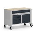 Fahrbare Werkbank G9, 1 Schrank, 5 Schubladen, 1180 x 595 x 865-1130 mm, grau/Graphit Fahrbare Werkbank G9, 1 Schrank, 5 Schubladen, 1180 x 595 x 865-1130 mm, grau/Graphit