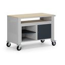 Fahrbare Werkbank G9, 2 Ablagen, 1 Schrank, 1180 x 595 x 865-1130 mm, grau/Graphit Fahrbare Werkbank G9, 2 Ablagen, 1 Schrank, 1180 x 595 x 865-1130 mm, grau/Graphit
