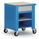 Fahrbarer Container G9, 1 Ablage, 1 Schublade, 675 x 595 x 865-1130 mm, grau/blau