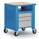 Fahrbarer Container G9, 1 Fachboden, 3 Schubladen, 675 x 595 x 865-1130 mm, grau/blau