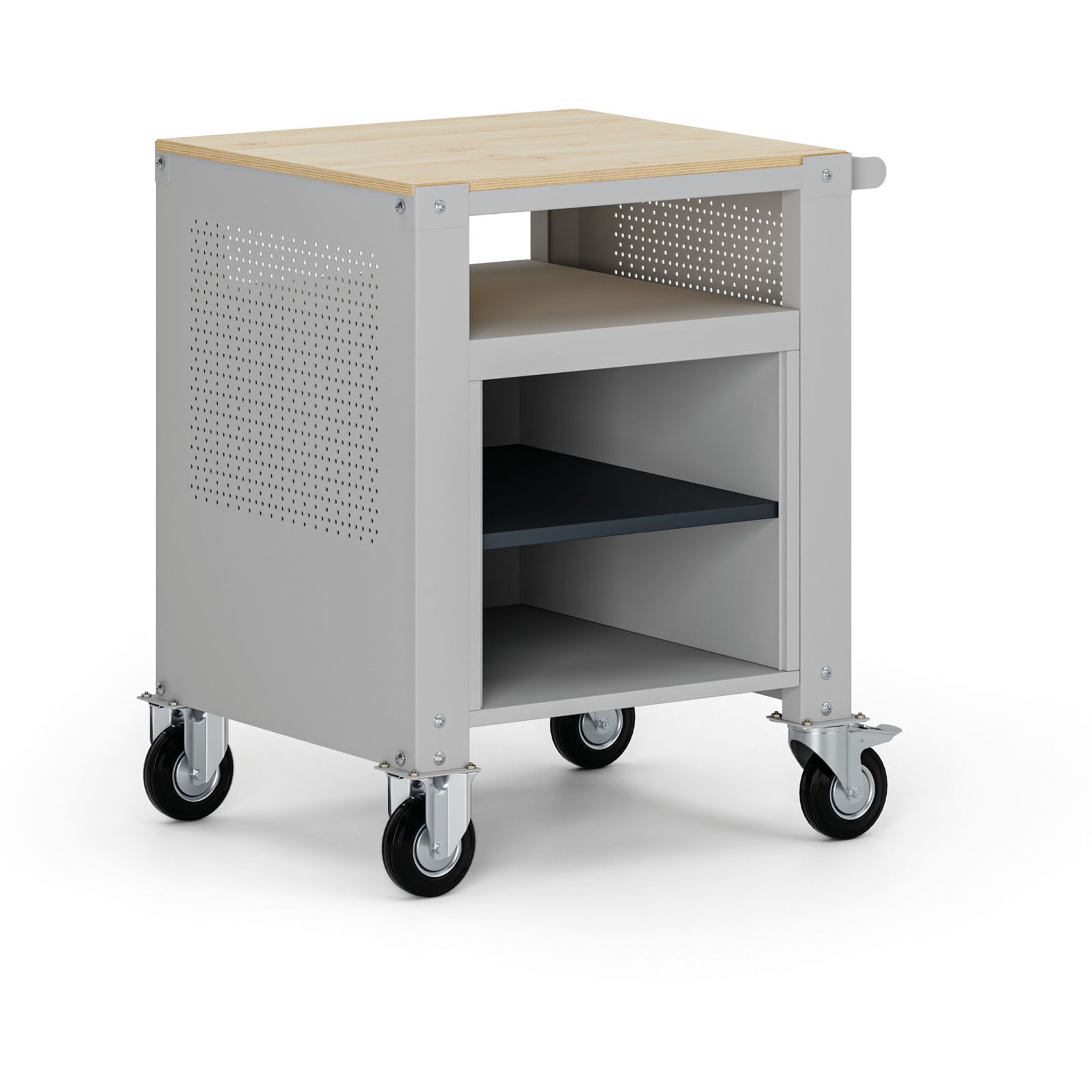 Fahrbarer Container G9, 2 Ablagen, 675 x 595 x 865-1130 mm, grau/Graphit Fahrbarer Container G9, 2 Ablagen, 675 x 595 x 865-1130 mm, grau/Graphit