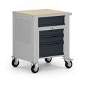 Fahrbarer Container G9, 4 Schubladen, 675 x 595 x 865-1130 mm, grau/Graphit