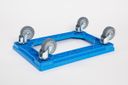 Fahrgestell für Transportkisten 600 x 400 mm, 250 kg, Gummilauffläche, blau