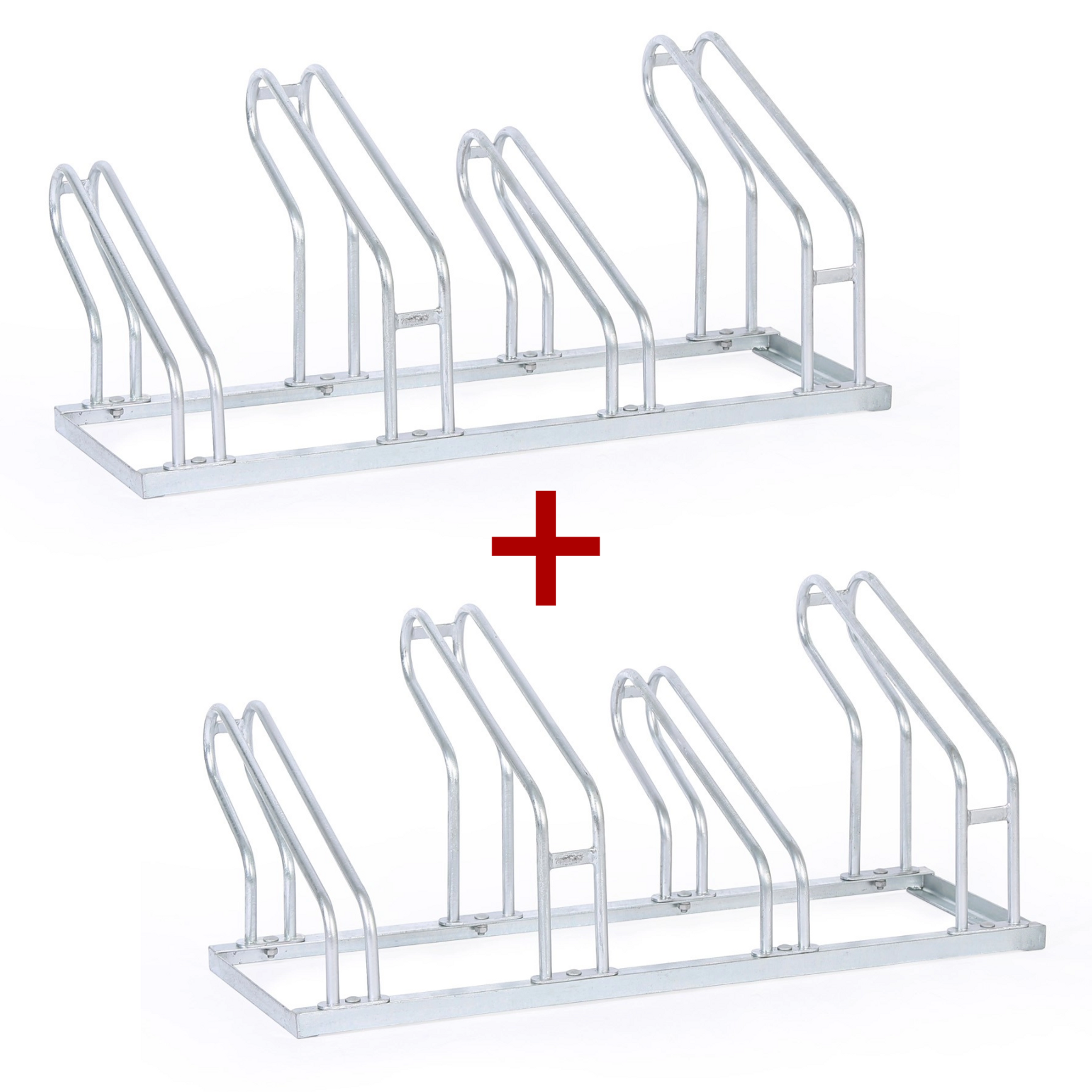 Fahrradständer 1+1 GRATIS, boden, Zwei Radbreiten von 55 und 80 mm, für 4 Räder