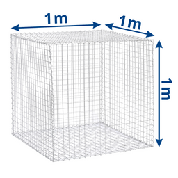 Gabionenkorb 1×1×1 m, Draht 3 mm, Maschenweite 5×5 cm
