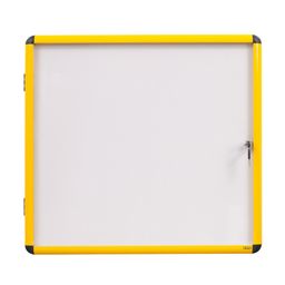 Gablota wewnętrzna z białą powierzchnią magnetyczną, żółta ramka, 720 x 981 mm (9xA4)