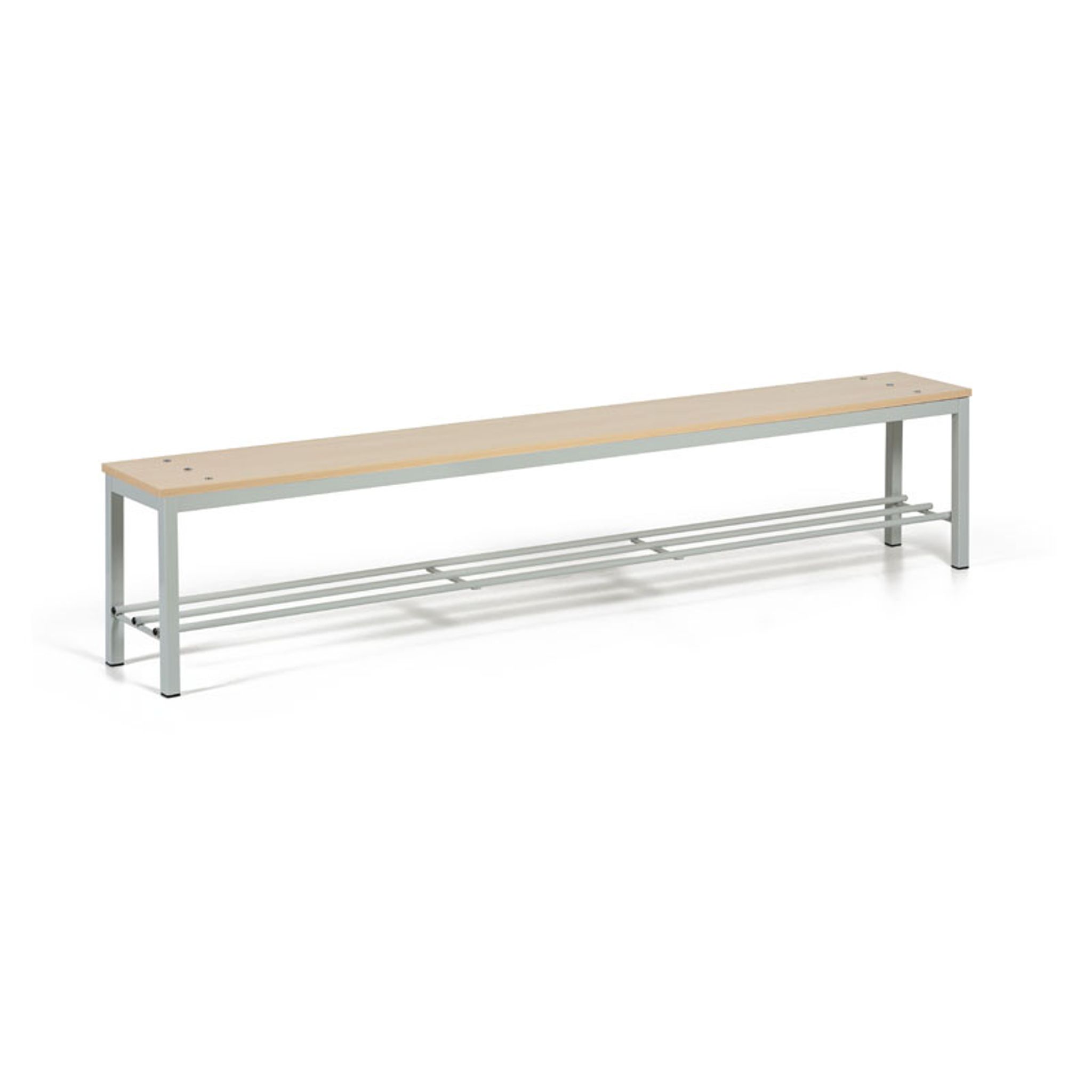 Umkleidebank mit Schuhablage, Sitzfläche - Laminat, Länge 2000 mm