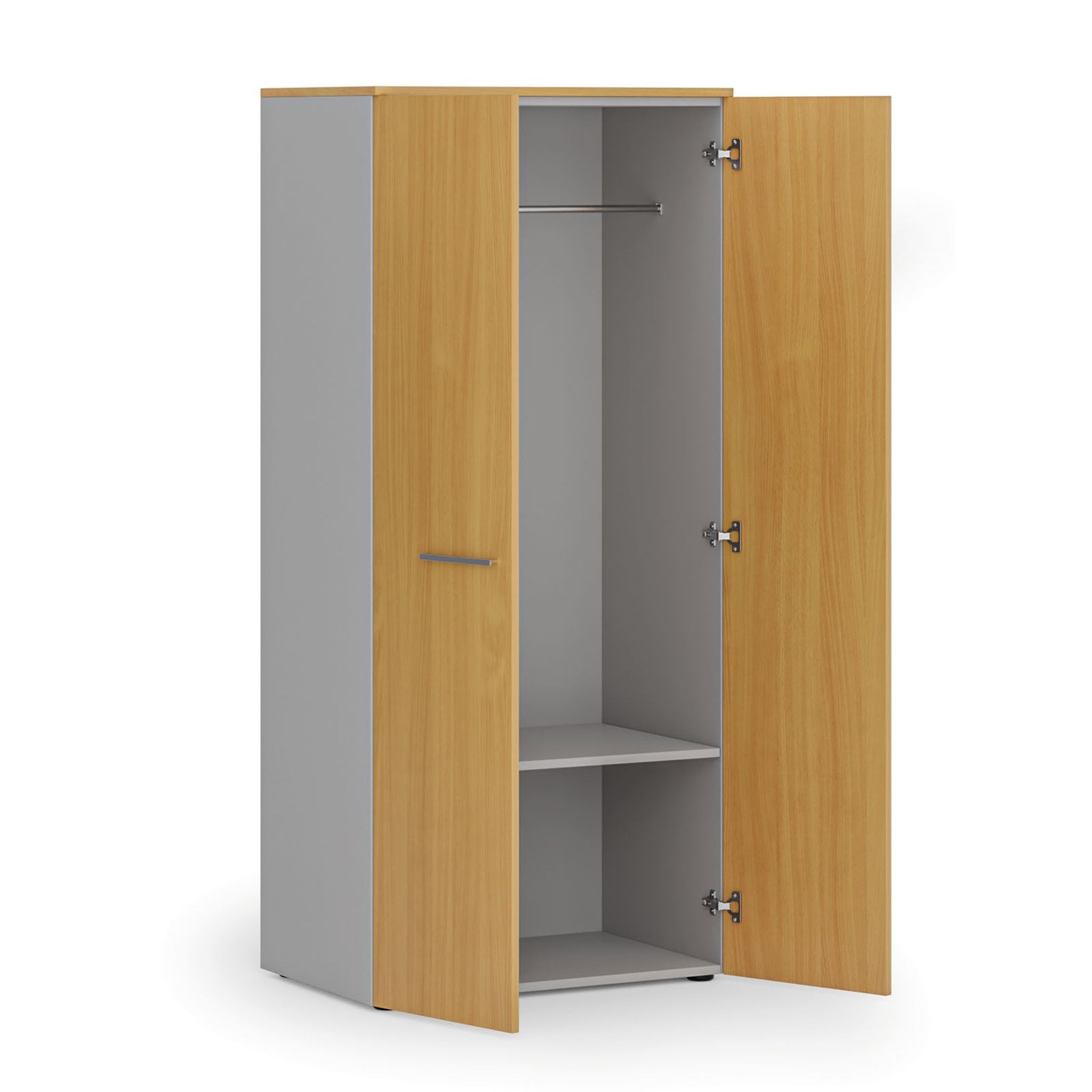 Garderobenschrank mit 1 Regalböden PRIMO GRAY, Kleiderstange, 800 x 500 x 1781 mm, grau/Buche