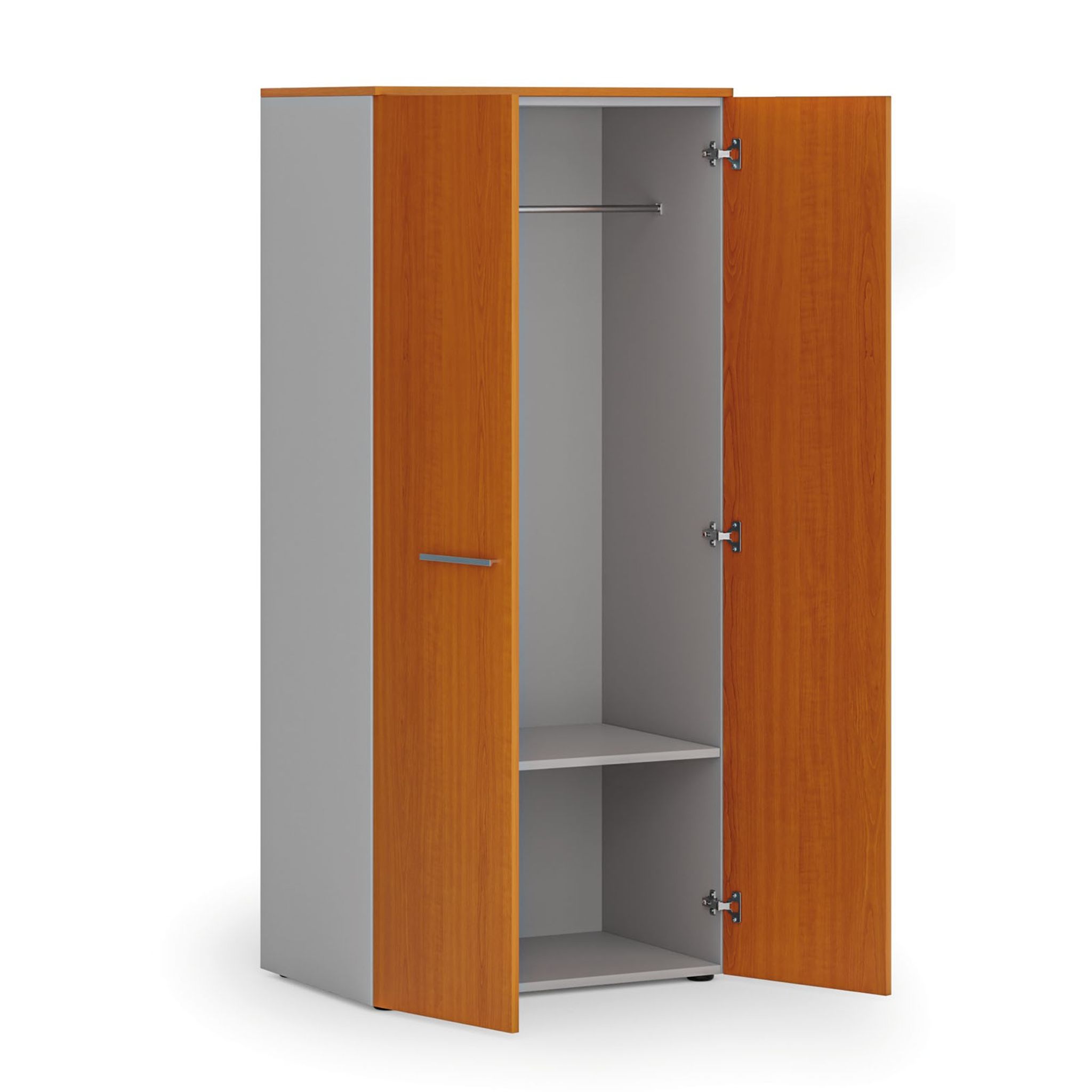 Garderobenschrank mit 1 Regalböden PRIMO GRAY, Kleiderstange, 800 x 500 x 1781 mm, grau/Kirschbaum